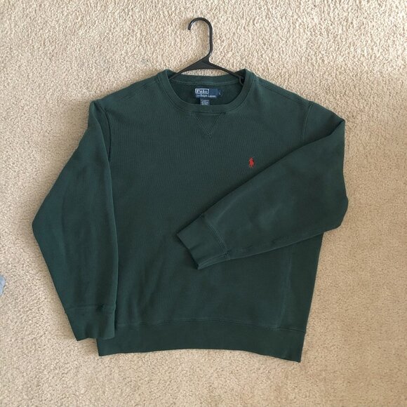 (Polo Ralph Lauren) Vintage Crew Neck Sweater, College Green Size L - Picture 1 of 7